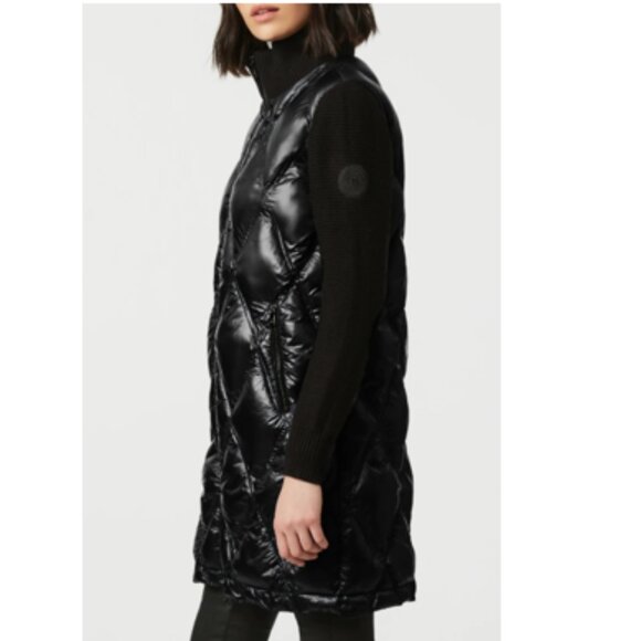 Stylish Black Quilted Women's Puffer Coat. Mixed Media Design. XS-S. - Picture 2 of 14